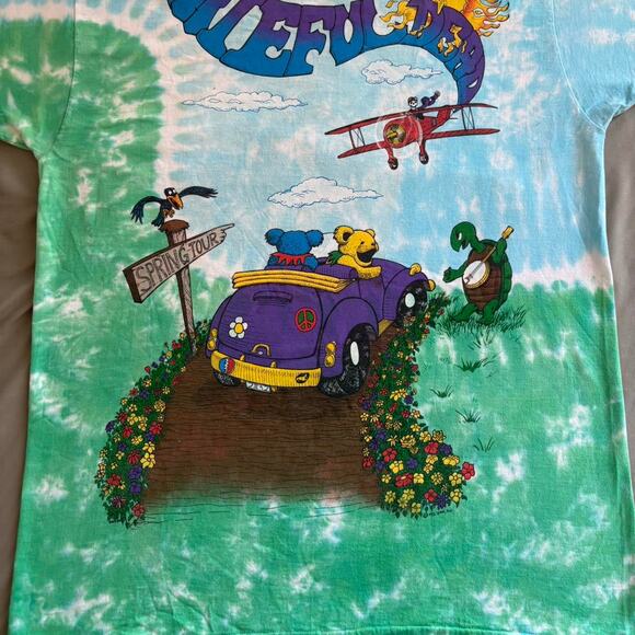 Vintage Liquid Blue Grateful Dead Spring Tour Tie Dye T-Shirt XL USA - Picture 3 of 7